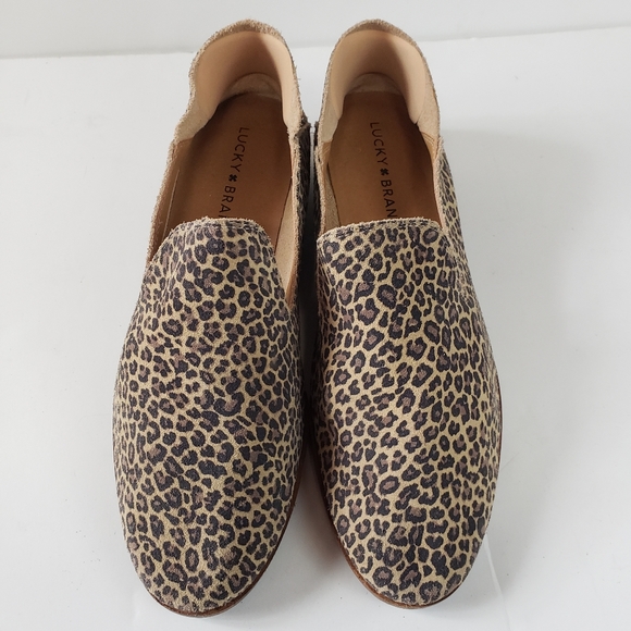 Lucky Brand Cahill Cheetah Suede Leather Loafers Size 8.5 - Picture 2 of 10